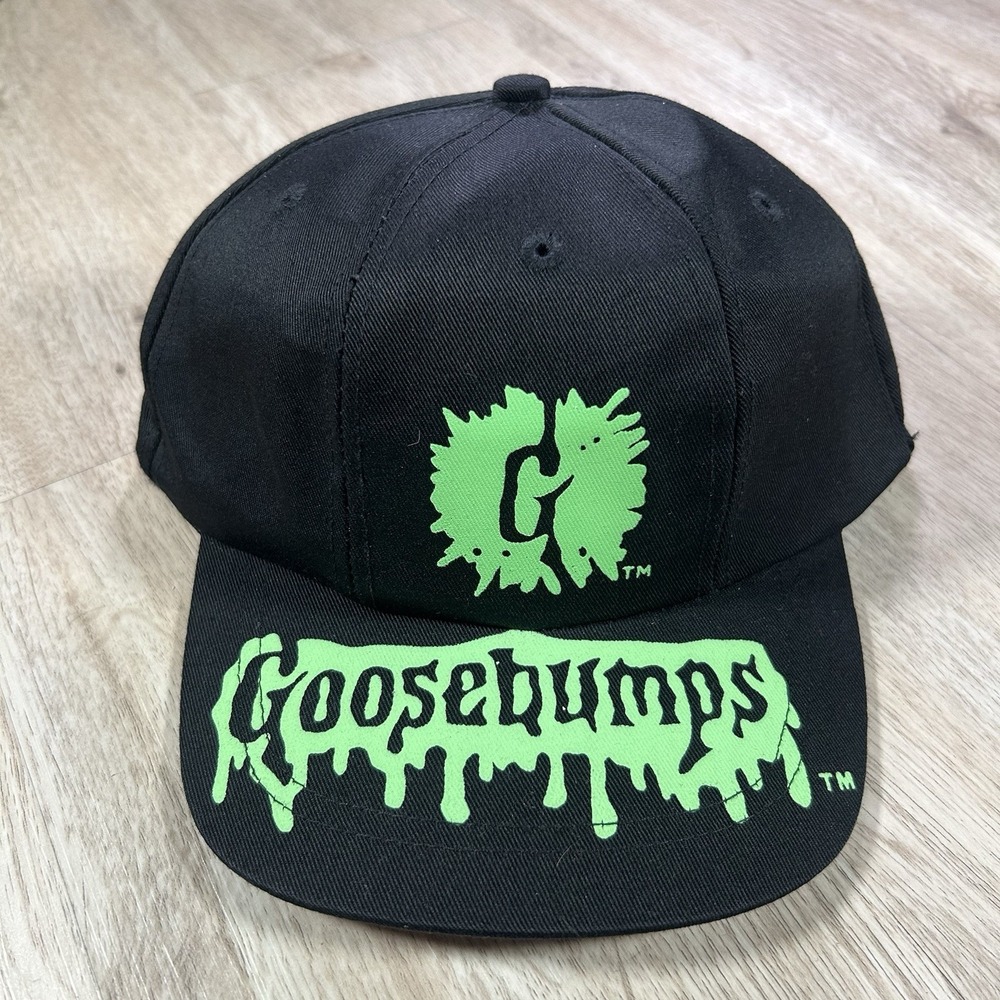 VTG 90s Goosebumps Snapback Hat YOUTH RL Stine Books Promo Black‎ Cap